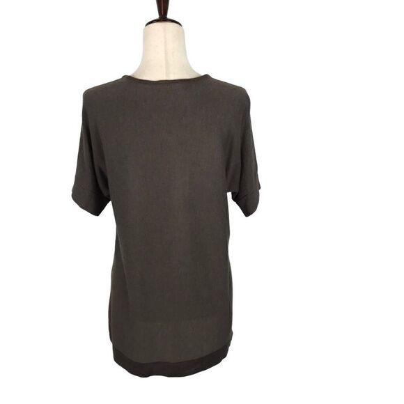 Eileen Fisher oversized chocolate brown knit round neck high-low sweater XS - Picture 6 of 8